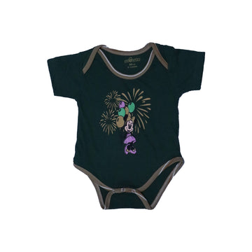 GREEN "MINNIE" PRINT HALF BODY HALF SLEEVES ROMPER